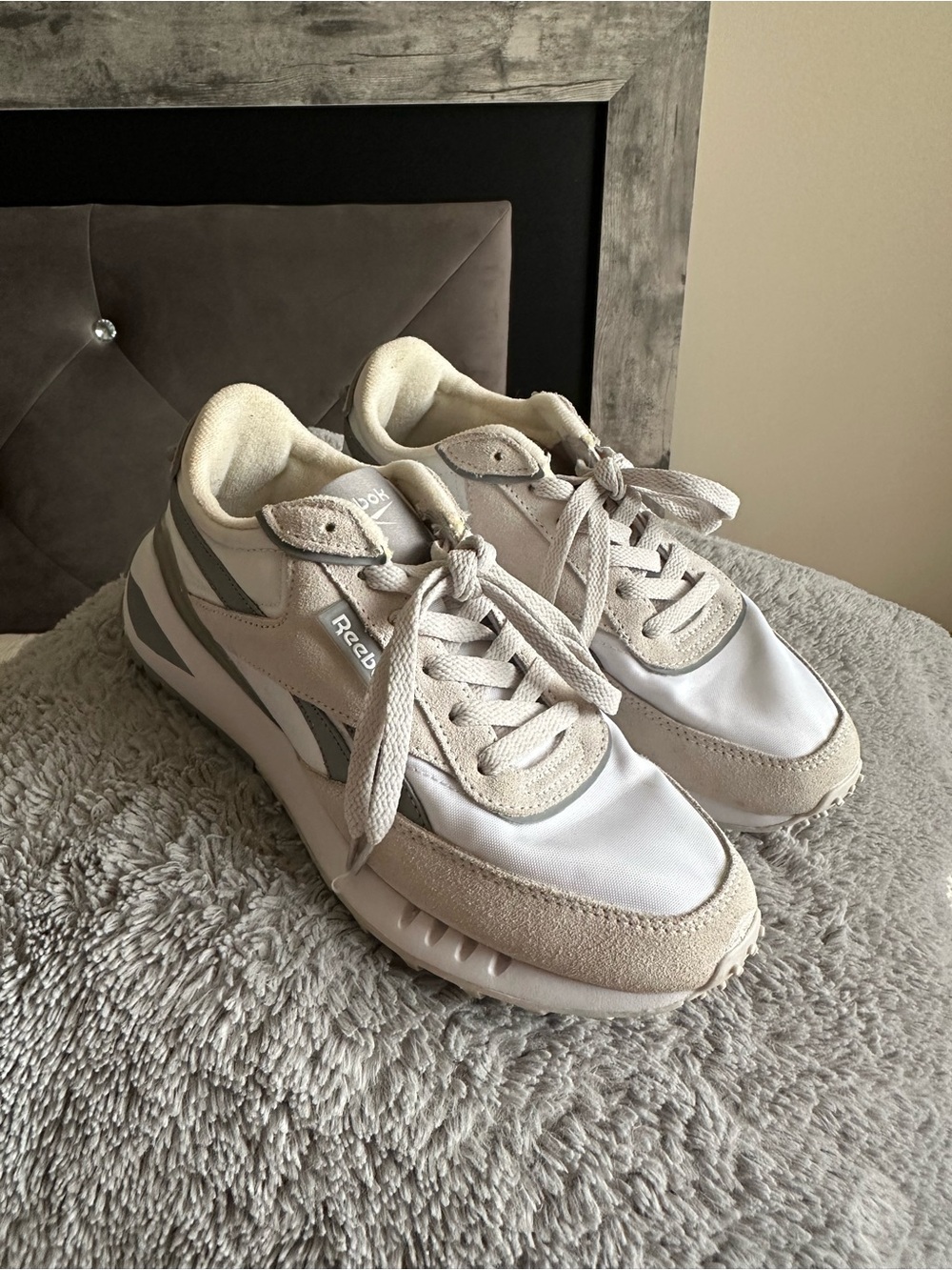 Reebok Beige & White Classic Runner Sneakers
